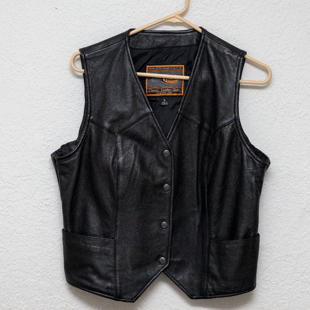 100% Leather Vintage biker vest
